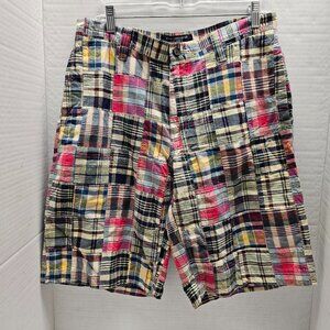 Old Navy Patch Work Patchwork Plaid Multi Shorts Pants Y2K 32
